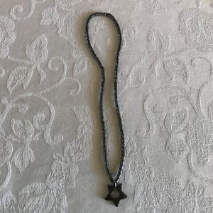 BLACK MEDAL STAR NECKLACE - RENAISSANCE! NWOT!